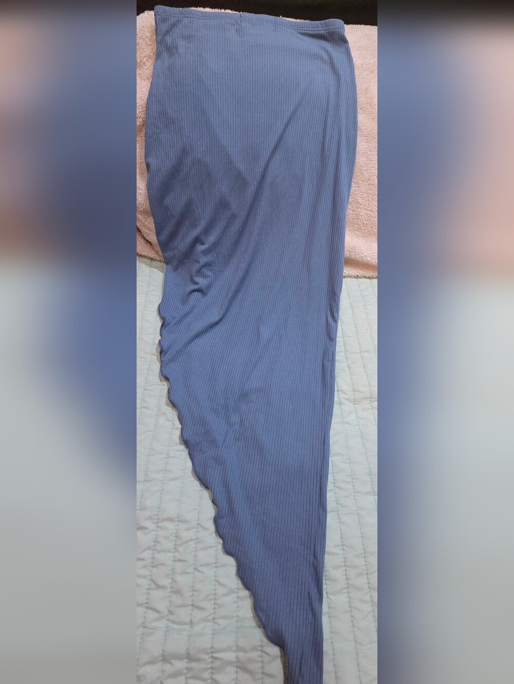 Ribbed Blue Women’s Swim Coverup Tunic - Classic Beach Layer